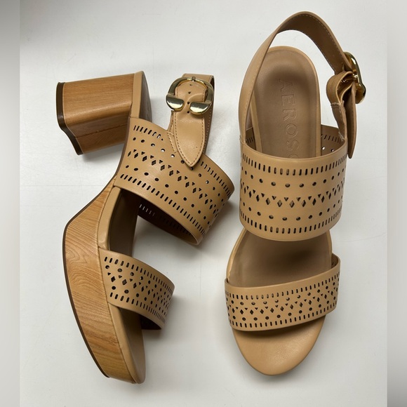 AEROSOLES Beige Cutout Sandals - Picture 2 of 7